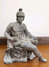 Antique  Seated Roman Soldier Spelter Clock Statue 19th Century.  picture