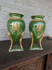PAIR French porcelain eagle insects  napoleon Empire style vases picture