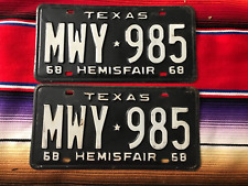 1968 TEXAS  PASSENGER LICENSE  PLATES  MWY985 picture
