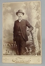 Antique Cabinet Card Photograph Dapper Gentleman Bowler Style Hat Goatee Iowa picture