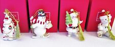 Lenox Very Merry Christmas Porcelain Ornaments Set of 4 Snowman Bear Santa Tree picture