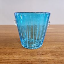 Vintage Venini for Disaronno Blue Glass Ice Bucket Caribbean Blue Murano Stripe picture
