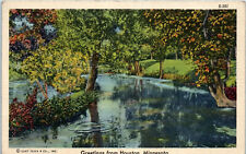 1940s Greetings from Houston MN Minnesota Linen Postcard picture