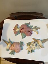 Vintage Burwood Products Molded Plastic Hummingbird Wall Hangings. Set Of 3.  picture