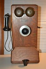 Antique 1913 Western Electric 323W Oak Wood Hand Crank Telephone picture