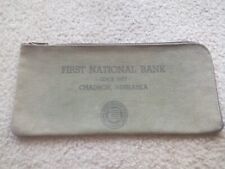 The First National Bank Chadron Nebraska Vintage Green Fabric Zipper Bag picture