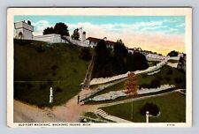 Mackinac Island MI-Michigan, Stairway Old Fort Mackinac, Vintage Postcard picture