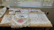 Vintage Lot Of Hand Embroidered Linens READ DAMAGE picture