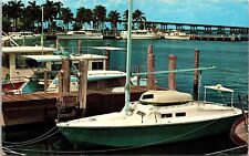 Municipal Yacht Club Fort Myers Florida Docks Ships Chrome Cancel WOB Postcard picture