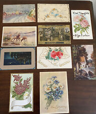 Antique postcards 1908+ posted & unposted artwork scrapbooking crafters 10 piece picture