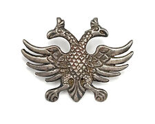Antique WW1 Era Russian Imperial Double Headed Eagle Brooch Pin Solid 800 Silver picture