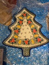 Polish Kalich Pottery Christmas Tree Platter    -   HAND SIGNED picture