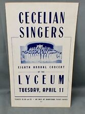 Antique Vintage CECELIAN SINGERS Poster LYCEUM Concert MINNEAPOLIS MINNESOTA picture