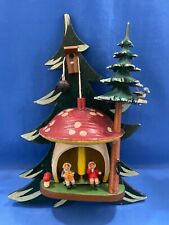 STEINBACH Weather House Dwarfs Carved Wood Gnomes Germany Vintage 1950s picture