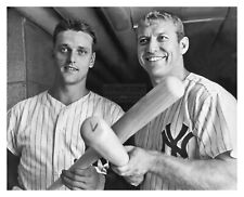 MICKEY MANTLE & ROGER MARRIS HOLDING BATS NEW YORK YANKEES 8X10 BASEBALL PHOTO picture
