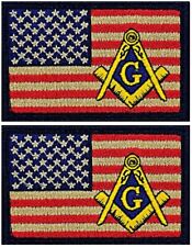 Masonic USA American Flag Morale Patch - 2PC - 3