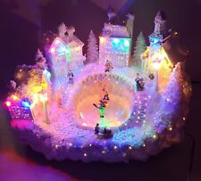 White FIBER OPTIC, LED VILLAGE ANIMATED BY CO-OP, CHRISTMAS 14 INCH RARE W/box picture
