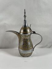Vintage Antique Brass India Teapot Etched Floral 9.5