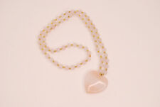 Rose Quartz Beaded  Necklace With Heart Pendant 28