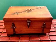 Cupids Chest Footed Wooden Treasure Chest Trinket Box Jewelry Box Metal Hardware picture