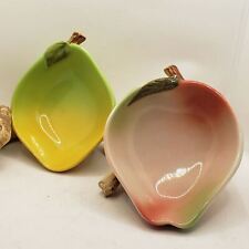 WCL Pottery Vintage pair of Ceramic Apple Pear Fruit small bowl trinket dishes picture