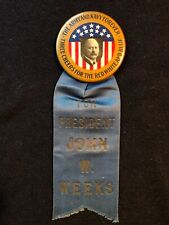 1916 John W. Weeks For President Campaign Button With Ribbon picture