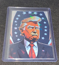Donald Trump American Flag Refractor Holographic Art Trading Card usa varient picture