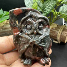 1pc Natural Unknown Quartz Hand Carved Owl Skull Crystal Reiki Healing Decor picture