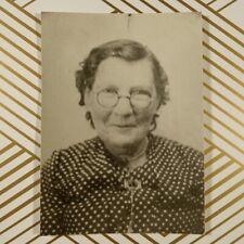 Portrait of Old Lady 1930's Polkadot Dress Glasses VTG Photo Original OOAK B&W picture