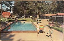 Tallahassee Motor Lodge Swimming Pool People Play Beach Ball Florida Postcard picture