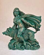Freya Statue Norse Goddess On Boar Gypumstone Handmade Altar Idol  5.5