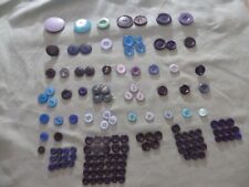 VTG Lot of 136 Shades of Blue Round Various Sizes 2/4-Hole Glossy Matte Buttons picture