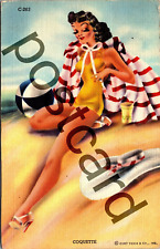 1947 COQUETTE, Greetings from Lake Namakagon WI, Bathing Beauty, postcard jj242 picture