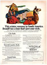 1971 Braniff Airline Print Ad, Winter Summer South America Tour 70's Style Art picture