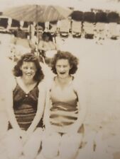 Vintage Photo 2 Women Bathing Suits at Beach B&W Atlantic City Women's Interest picture