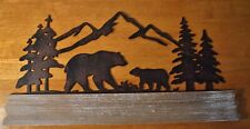 Mama Bear & Cub METAL SCULPTURE SIGN Forest Rustic Lodge Cabin Home Decor NEW picture