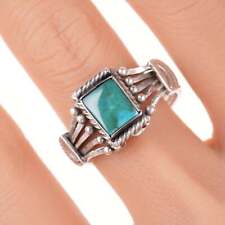 sz11.5 30's-40's Navajo puzzle ring silver and turquoise picture