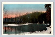 IN-Indiana, Winter Scene, Rock River, Antique, Vintage Souvenir Postcard picture