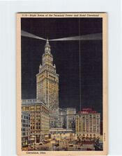 Postcard Night Scene of the Terminal Tower and Hotel Cleveland Ohio USA picture