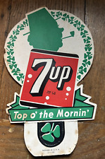 Vintage 1954 7-UP Advertising Bottle Topper St Patricks Day Irish Soda Cardboard picture