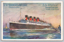 CGT French Lines Steamship - The SS France - Nautical - Postcard - May 1912 picture