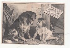 Frank Miller's Crown Dressing for Shoes Little Girl Collie Dog Cat  Card c1880s picture