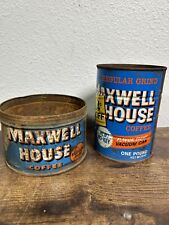 2 Vintage Maxwell House Coffee Tins  1 Pound  - NO LIDS  picture