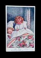 M Munk Vienne Austria Stamp Cancel Postcard - Doll Girls in Bed r7 picture