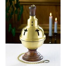 Wood Base Cross Cutout Censer Incense Burner For Church or Sanctuary 9 In picture