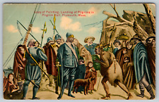c1910s Landing Pilgrims Painting Copy Plymouth Sargent Hall Antique Postcard picture