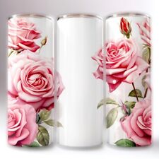 Valentine Tumbler Cup White W Red Roses 20oz For Hot/Cold Drinks Valentine Gift picture