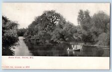 Racine Wisconsin WI Postcard River View Exterior Boat Canoe 1912 Vintage Antique picture