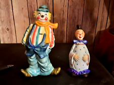Clowns, 2 Vintage Porcelain Collectible Figurines 6.5