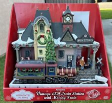 Moments In Time Christmas Vintage LED Train Station With Moving Train BRAND NEW  picture